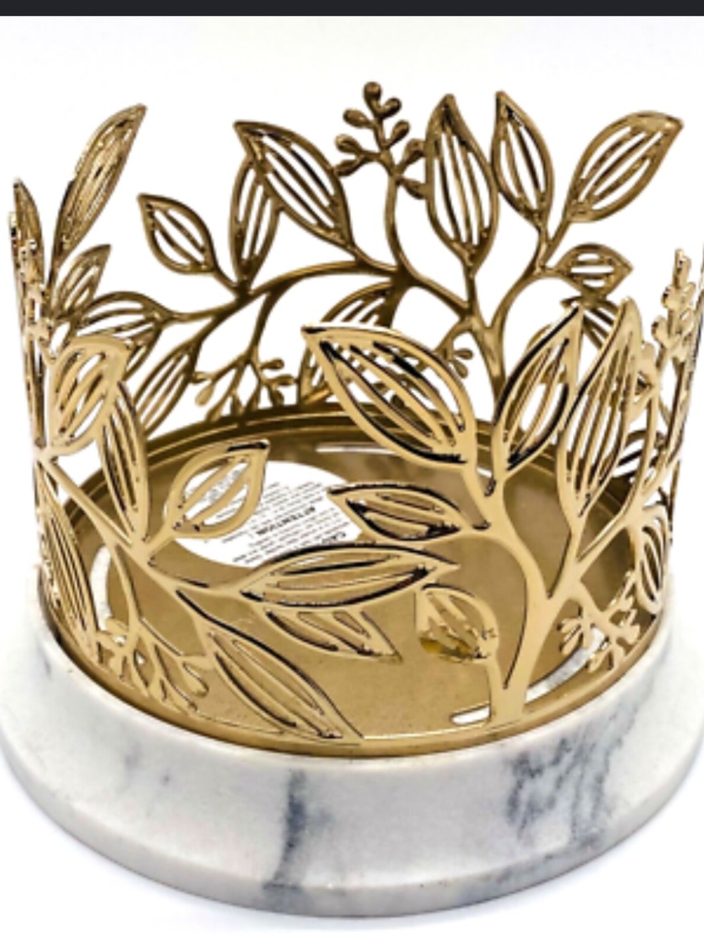 Bath & Body Works Gold Leaf & Branch With Marble Base 3 Wick Candle Holder